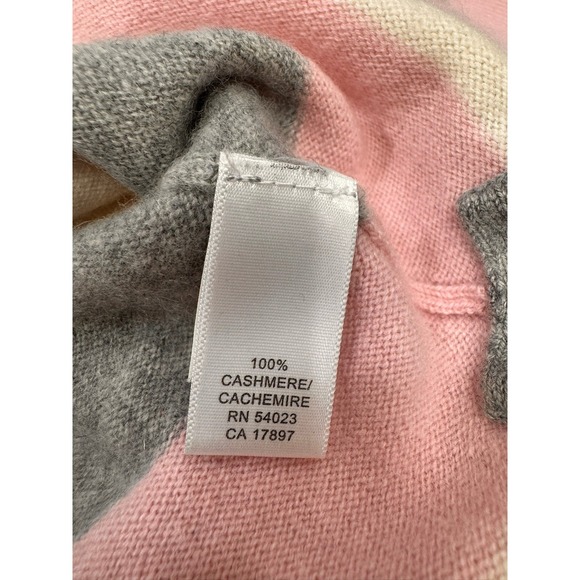 EUC Banana Republic Cashmere long sleeve pink gray striped soft sweater Size M - Picture 7 of 8